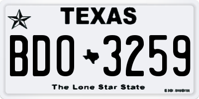 TX license plate BDO3259
