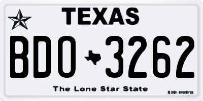 TX license plate BDO3262