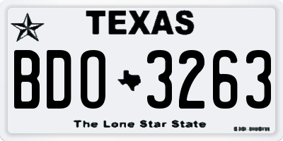 TX license plate BDO3263