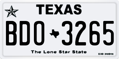 TX license plate BDO3265