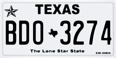 TX license plate BDO3274