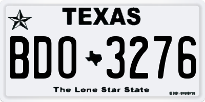 TX license plate BDO3276