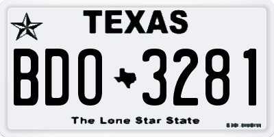 TX license plate BDO3281