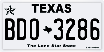 TX license plate BDO3286