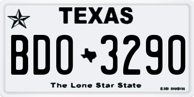TX license plate BDO3290