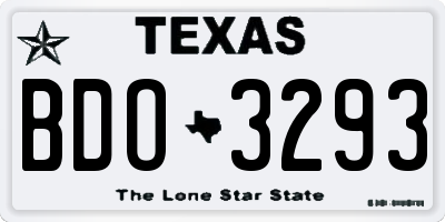 TX license plate BDO3293