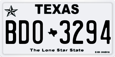 TX license plate BDO3294