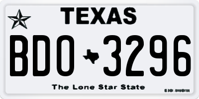 TX license plate BDO3296