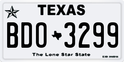 TX license plate BDO3299