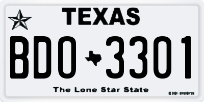 TX license plate BDO3301