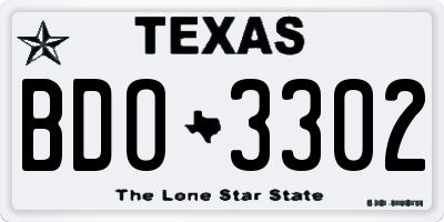 TX license plate BDO3302