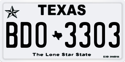 TX license plate BDO3303