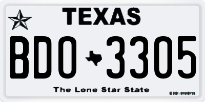 TX license plate BDO3305