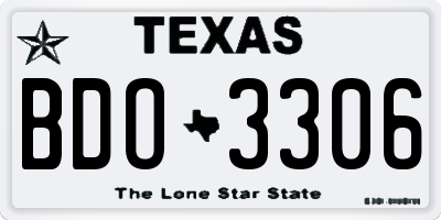 TX license plate BDO3306