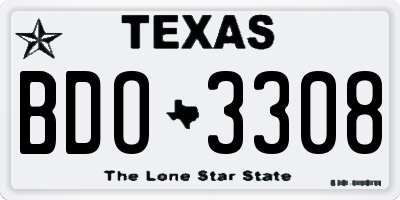 TX license plate BDO3308