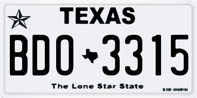TX license plate BDO3315