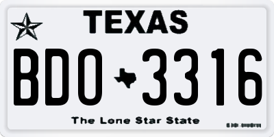 TX license plate BDO3316