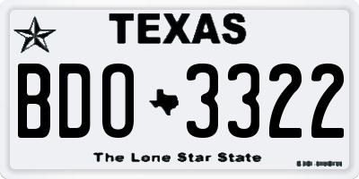 TX license plate BDO3322