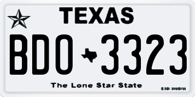 TX license plate BDO3323