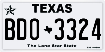 TX license plate BDO3324