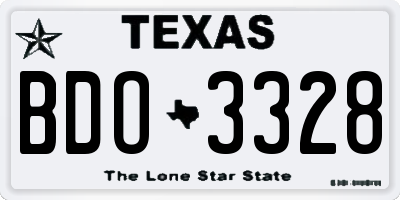 TX license plate BDO3328