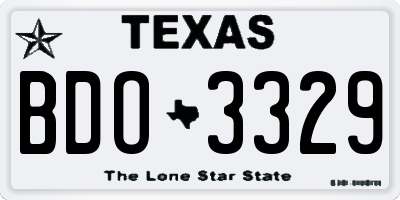 TX license plate BDO3329