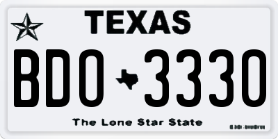 TX license plate BDO3330