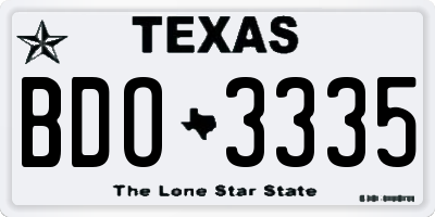 TX license plate BDO3335