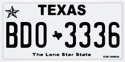TX license plate BDO3336