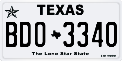 TX license plate BDO3340