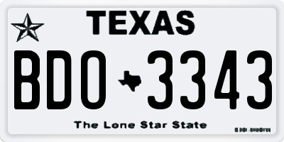 TX license plate BDO3343