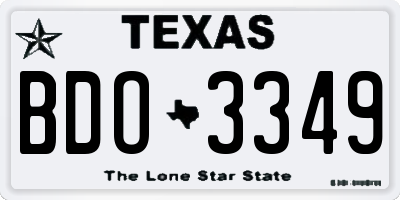 TX license plate BDO3349