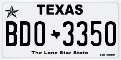 TX license plate BDO3350