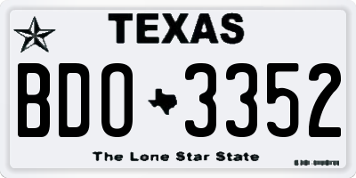 TX license plate BDO3352