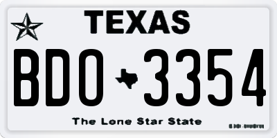 TX license plate BDO3354