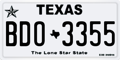 TX license plate BDO3355