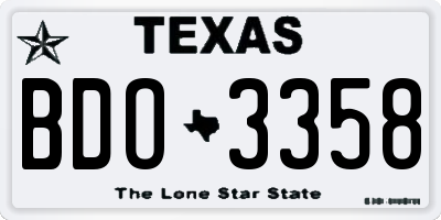 TX license plate BDO3358
