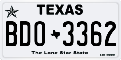 TX license plate BDO3362