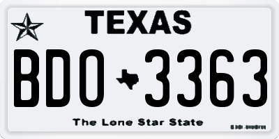TX license plate BDO3363