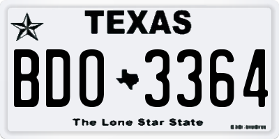 TX license plate BDO3364