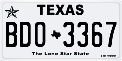 TX license plate BDO3367