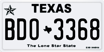 TX license plate BDO3368