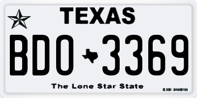 TX license plate BDO3369