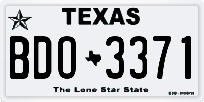 TX license plate BDO3371