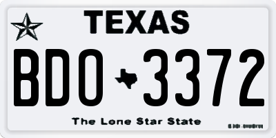 TX license plate BDO3372
