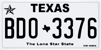 TX license plate BDO3376