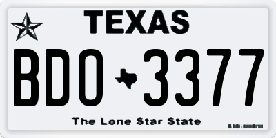 TX license plate BDO3377