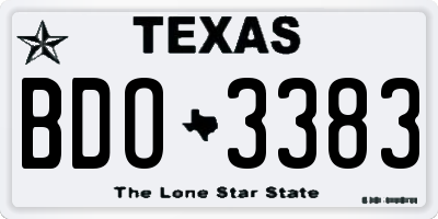 TX license plate BDO3383