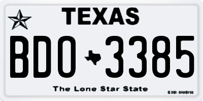 TX license plate BDO3385