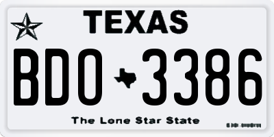 TX license plate BDO3386